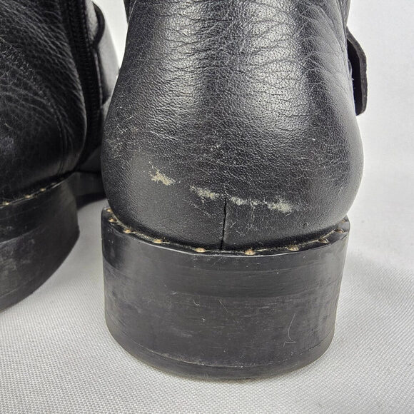 Souliers Sézane Black Leather Combat Boots Size 10 - Picture 6 of 9